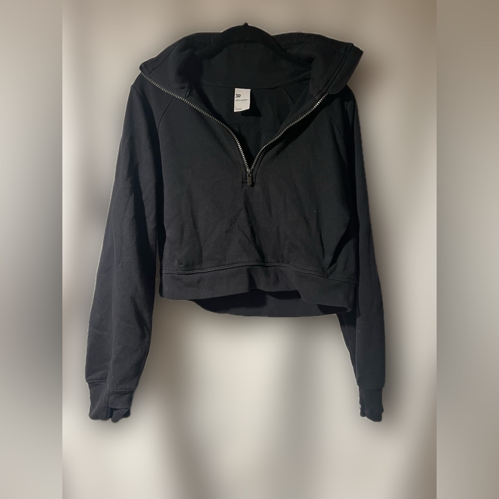 all in motion Black Cropped Half-Zip Hoodie